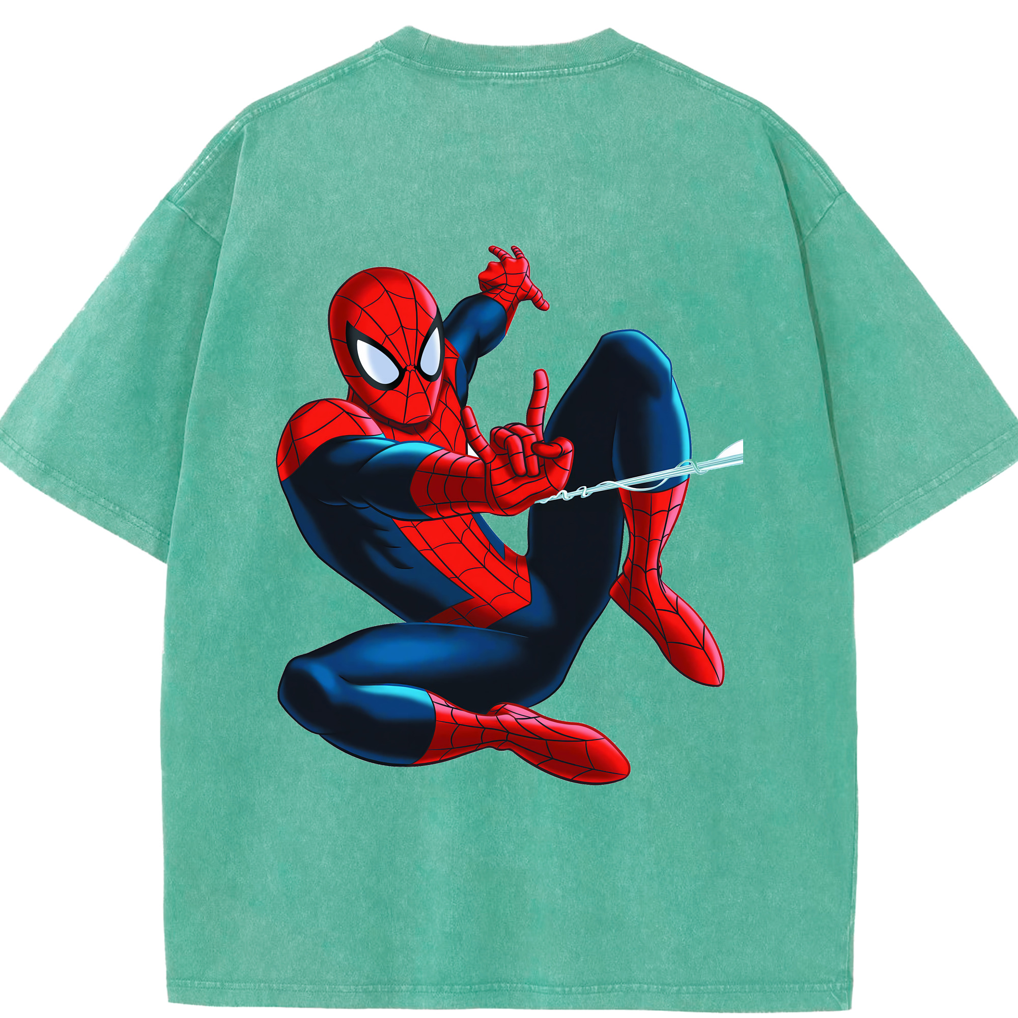 （画像用） Spider Man スパイダーマン 綿100% ヴィンテージ風 半袖Tシャツ（背面プリント）